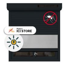 Volet Roulant Solaire Moustiquaire Intégrée alu motorisé H135xL120 Anthracite 7016