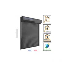 Volet roulant solaire pour fenêtre h 120 cm x l 120 cm alu gris