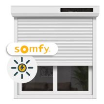 Volet Roulant Solaire Motorisé Somfy Aluminium H215xL240 Blanc 9016
