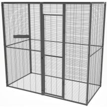 Volière Pour Perroquets 2m² – Toit Maille – Panneaux En Acier Non Toxique – Accès Facile Avec Porte – Ancrage Au Sol Pour Résistance Intempéries – 