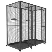 Volière D’intérieur Sur Roulettes Divié En Deux Pour Perroquets De 2m² À Toit En Maille, Imor