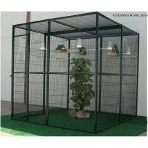 Volière Intérieure Pour Petits Oiseaux – 4m² – Hauteur 200 Cm – Toit En Maille – Espace Entre Barreaux 12mm – Accès Facile Par Porte – Imor
