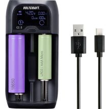 VOLTCRAFT CC-3 Chargeur de piles rondes NiMH, NiCd, Li-ion, LiFePO LR8 (AAAA), LR03 (AAA), LR6 (AA), LR14 , sub-C, A