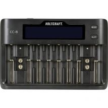 Chargeur de piles rondes Voltcraft CC-8 Li-ion, LiFePO, NiMH, NiCd a, LR6 (aa), LR03 (aaa), LR8 (aaaa), 6LR61 (9 v), LR14 , sub-C, 10340, 14500,