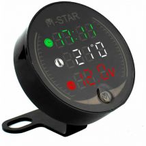 BSR - tonchean Testeur et détecteur de tension,Voltmètre atv Moto 4 en 1 + Horloge électronique + Thermomètre + Chronomètre Testeur de tension de