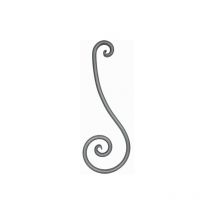 Volute de renfort en S inégale coupe droite - Hauteur 780mm Largeur 280mm rond Ø25mm - Fer forgé - À souder - DECO FER FORGE