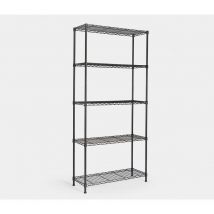 VonHaus 5 Tier Wire Shelving Unit for Storage - 170cm x 80cm x 30cm Black Powder Coated Metal Shelves for Any Room in the House