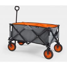 VonHaus Garden Cart – Collapsible Trolley, Trailer, Truck, Utility Wagon with Lining, Steel Frame, Breaks, Telescopic Handle, 70kg Weight Capacity –