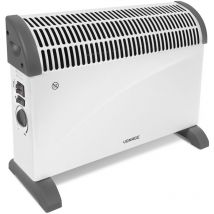Vonroc - Calefactor de convección - 2000W - Blanco - Ventilador turbo - Termostato regulable - 3 posiciones de calefacción - Para habitaciones de