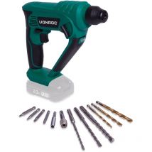 Vonroc - Martello perforatore vpower 20V 1.3 Joule - sds plus. Incl. accessori e borsa degli attrezzi. Batteria e caricabatteria non inclusi