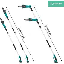 Motosierra telescópica 20V (Incluye 2 baterías de 2.0Ah y cargador rápido) - Cabeza inclinable - Bastón extensible (200-260 cm) - Vonroc