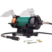 VONROC Esmeriladora doble - Amoladora de banco - 150W – 75mm con eje flexible