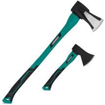 Vonroc - Set de hache à fendre et de hache à main - tête en acier trempé - manche renforcé en fibre de verre - 79cm - 3900gr/35cm - 950gr