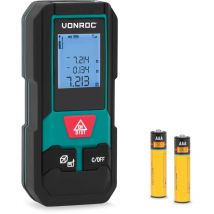 Vonroc - Télémètre laser - portée de 20 mètres - taille compacte - mesure la distance, la surface, le volume - mode Pythagore - référence de mesure