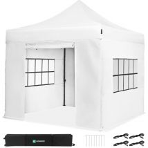 VONROC Tente de réception Premium Easy-Up - 3x3 m Ensemble incl. parois latérales - Blanche