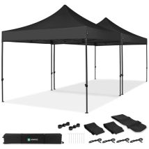 VONROC Tente de réception Premium Easy-Up – 6x3 m Ensemble incl. 2x tente de fête et 1x kit de connexion - Noir