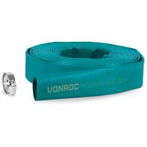 VONROC Tubo piatto per drenaggio pompa sommersa 10m x 32mm. Universale. Incl. fascetta stringitubo 25-32mm
