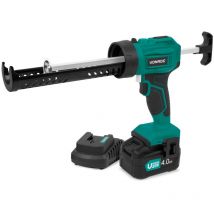 Vonroc - Pistolet à calfeutrer sans fil 20V - force d'extrusion 1.18kN/120kg -anti-goutte - vitesse variable - batterie 4.0Ah et chargeur inclus