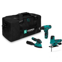 Set d'outils 12V - Incluant 3 machines, 3 batteries et un sac à outils - Vonroc