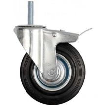 Vorel 87332 tige filetée-frein double roulette pivotante 100 mm en caoutchouc noir yato