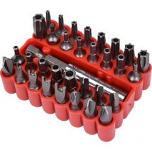 Toya - Set de Puntas Vorel 33 Piezas 66330, incluye 9 Puntas Torx, 12 Hexagonales, Tri Wing y Cruz, precisión y durabilidad para trabajos de