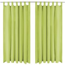 Vorhänge Mikro-Satin 2 Stk. mit Schlaufen 140 x 175 cm Grün CFW349936