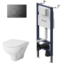 Am.pm - Wand wc spülrandlos Set mit Vorwandelement Komplettset Unterputz Spülkasten Vorwandspülkasten Keramik Unterputzspülkasten Schüssel Drücke