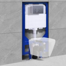 Horow - Installationselement für Wand-WC, 114cm Unterputz-Vorwandelement ,Komplettset mit verchromter Betätigungsplatte