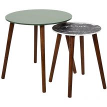 Altobuy - vossa - Duo de Tables Gigognes Coloris Vert et Motif Forêt