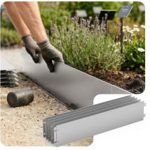 Vounot 35er Set Verzinkt Metall Rasenkante Beeteinfassung 100×18 Cm, Silber