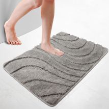Alfombra de Baño Antideslizante con Relieve Ondulado 60 x 90 cm Gris - Vounot