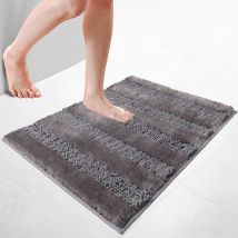 Vounot - Alfombra de Baño Antideslizante de Chenille 60 x 90 cm Gris