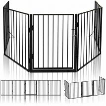 VOUNOT Barrera de Seguridad para Chimenea, Reja de Protección 5 Paneles, 300x75 cm, Negro