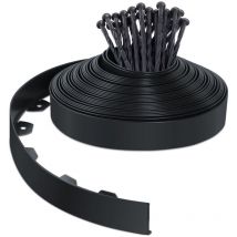 Borde Jardín, Césped Borde Flexible de pvc, Longitud 20 m con 40 Clavijas, Negro - Vounot