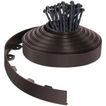 Borde Jardín, Césped Borde Flexible de pvc, Longitud 20 m con 40 Clavijas, Marrón - Vounot