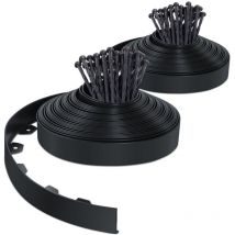 Vounot - Bordo Giardino Flessibile, Bordi Aiuole Plastica, con 80 Chiodi di Fissaggio, 40m, Nero