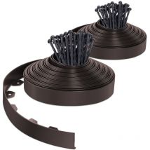 Bordo Giardino Flessibile, Bordi Aiuole Plastica, con 80 Chiodi di Fissaggio, 40m, Marrone - Vounot