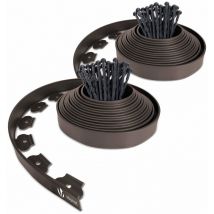Bordo Giardino Flessibile con Chiodi di Fissaggio, Bordi Aiuole Plastica, 20m, Marrone - Vounot