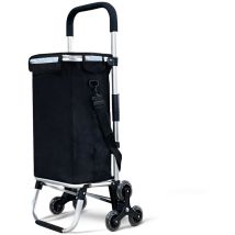 Vounot Carrello Spesa Pieghevole In Alluminio, Carrello Portaspesa 6 Ruote Con Borsa Termico, 50 L, Nero