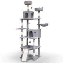 Castello per Gatti xxl con Tiragraffi, Albero per Gatti 215cm, Grigio - Vounot