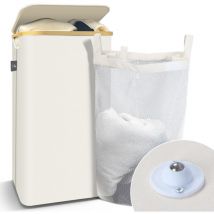 Cesto Ropa Sucia 100L Cesta Colada Plegable, Cubo Ropa Sucia con Ruedas y Bolsa Interior, Beige - Vounot