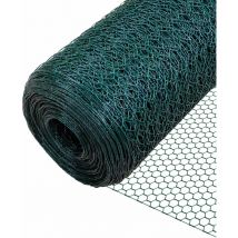 Vounot - Chicken Wire Mesh, Metal Animal Fence, 13mm Holes, 1m x 50m, pvc Coated Green