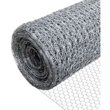 Vounot - Drahtzaun Sechskantgeflecht, Maschendrahtzaun, 1x25m, Maschenweite 13mm, Verzinkt Silber