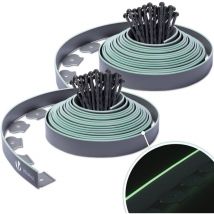 Flexible Rasenkante Kunststoff, mit 60 Erdanker, Länge 20m Höhe 6cm, Grau und Hellgrün - Vounot