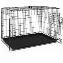Gabbia per Cani Pieghevole in Metallo, Trasportino Animali Cane con 2 Porte, Vaschetta, 122x75x81cm - Vounot