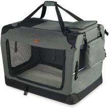 Vounot - Hundebox faltbar, Hundetransportbox robust für Katze & Hunde 60x44x44 cm m Grau
