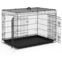 Jaula para Perros de Alambre Metálico de 2 Puertas, Caja para Perros Perrera Plegable 107x70x78cm - Vounot