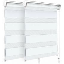Juego de 2 Estores Enrollables de Doble Capa Noche y Día, Persianas Enrollables Interior para Ventana, Blanco, 80 x 150 cm - Vounot