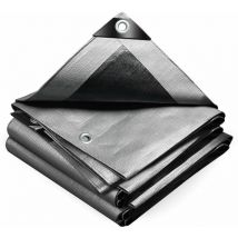 VOUNOT Lona Impermeable Exterior 2x3m, Toldo Reforzado PE 240 g/m², Gris-Negro