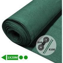 Malla Sombreo y Ocultación 1×20m, Valla Privacidad hdpe, Verde - Vounot